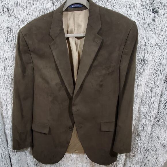 Ralph lauren Y2k Olive green Vegan suede sport coat jacket Blazer Men's size 46R - Picture 5 of 9